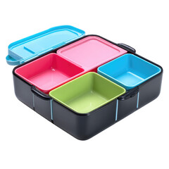 Colorful bento lunch box isolated on transparent background