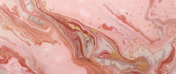 Liquid marble painting on canvas with an attractive background and gold glitter splashes