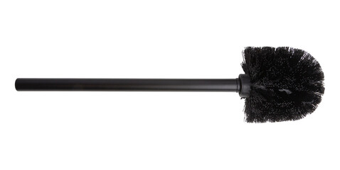 Black Toilet Brush With Long Handle And Dense Bristle Head For Clean Bathroom on a white background