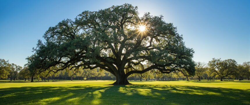 Audubon Park, Louisiana: Stunning Live Oak trees on a Bright Spring Day