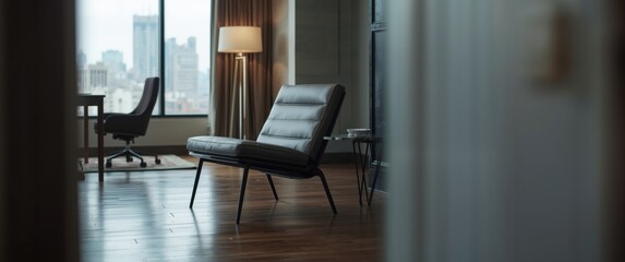 Fototapeta premium Stylish armchair within a hotel room setting