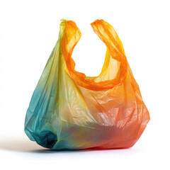 Colorful plastic shopping bag isolated on transparent background