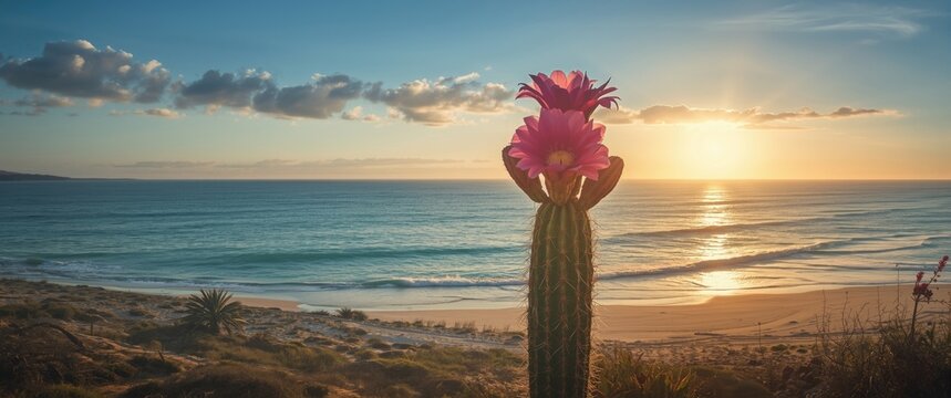 Waves and Sunrise Scene