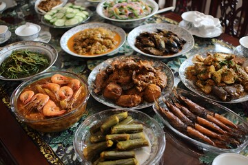 Traditional food prepared for Eid al Adha shared meal