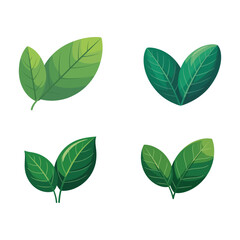 Natural green leaves vector icon for organic eco branding