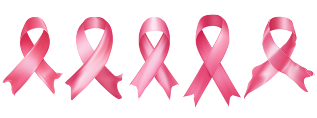 Breast cancer awareness pink ribbons transparent background graphic design