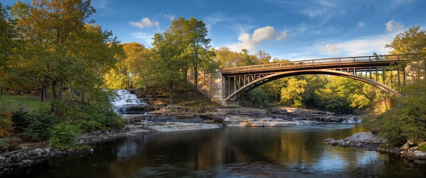 Beautiful bridge overlooking Great Falls in New Jersey