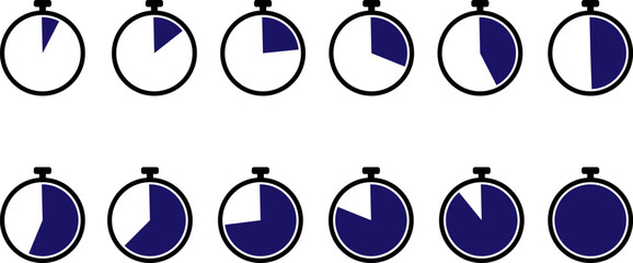 Set of progress clocks with blue filling
