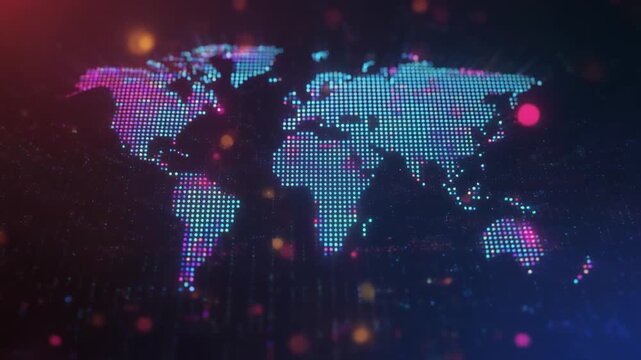 Glowing Digital Map Dots Global Network Connections Technology Background glowing dots