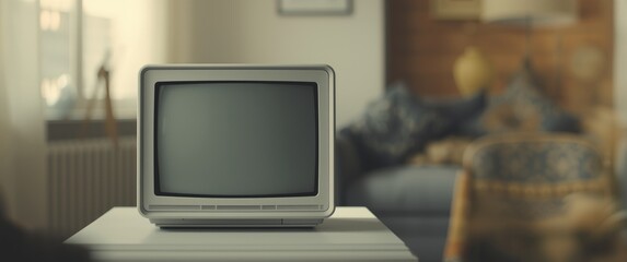 Obraz premium Isolated old television with a white screen, ready for new images. Retro tech concept.