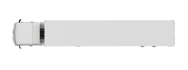 Top view of a white semi-trailer truck on a black background, ready for transport © changnam37