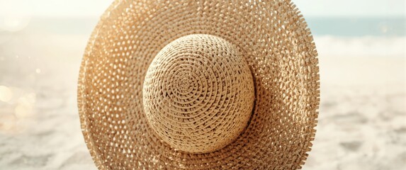 Detailed view of straw hat texture with grid, circular, and spiral patterns