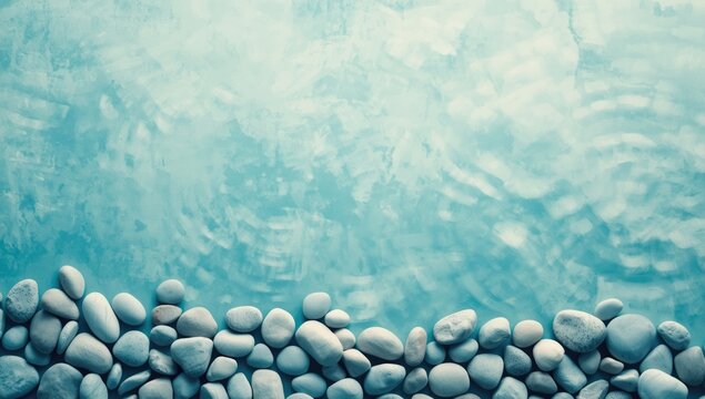 Blue pebbles surface with a vintage turquoise hue, used as a natural textured backdrop