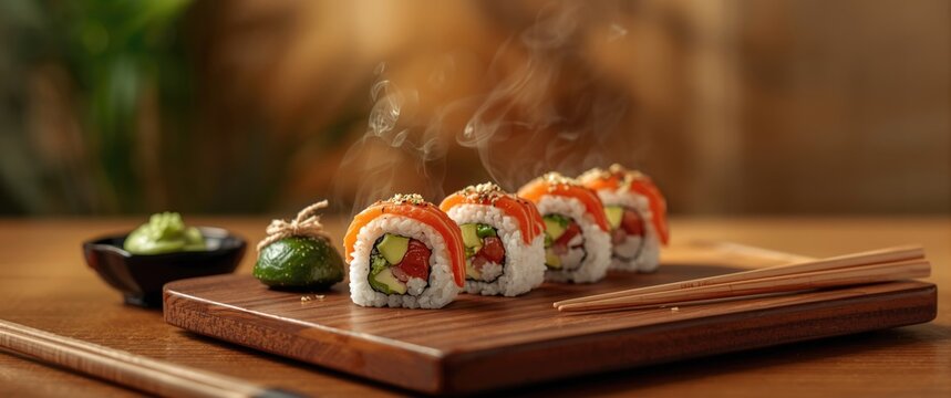 Sushi Rolls in Japanese Cuisine - Powered by Adobe