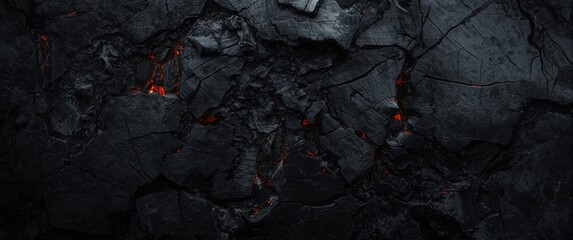 Burned wood surface texture against a black background, featuring charcoal details and grunge aesthetic