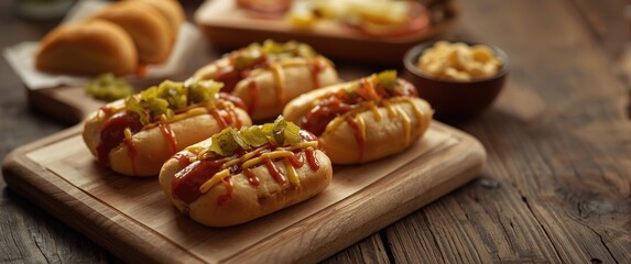 Flavorful mini hot dogs with assorted condiments