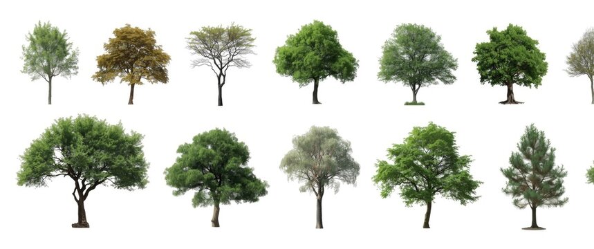 Collection of Solo Trees on White Background, Stunning Thailand Trees for Architectural and Decorative Use