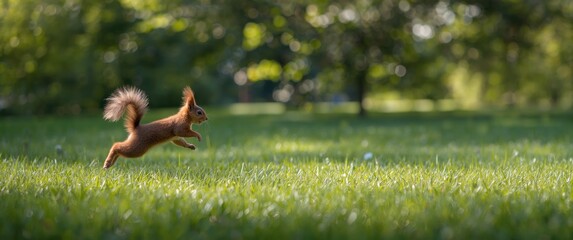 Fototapeta premium Squirrel Exploring a Part Area