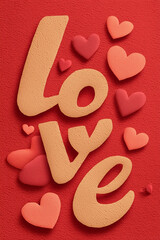 Love poster with hearts. Valentine's Day.