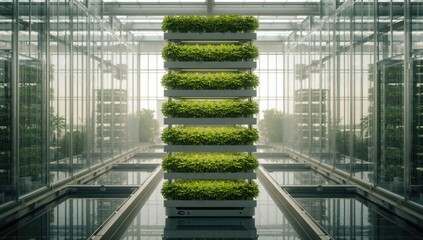 Hydroponic vertical farm with multiple plant layers efficient crop cultivation, sustainable food production