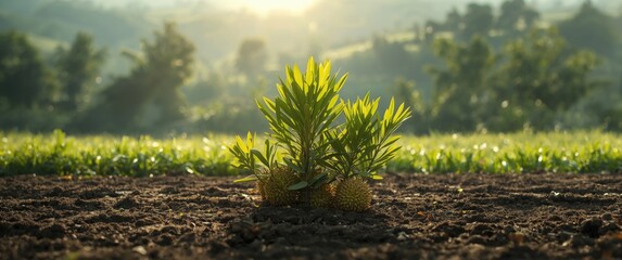 Obraz premium Newly cultivated durian trees in the farmland