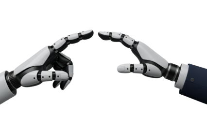 Robotic Hands Reaching Towards Each Other.