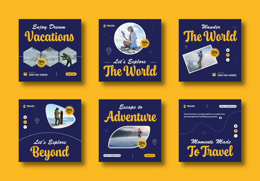 Adventure Travel Vacation Social Media Design Post Template