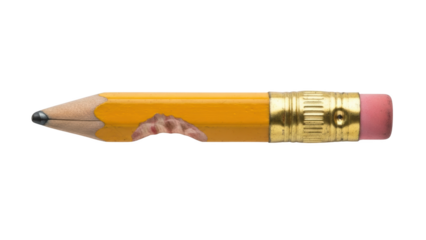 Shortened Pencil with Eraser and Sharpened Tip.