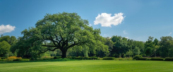 Obraz premium Beautiful park adorned with vibrant greenery