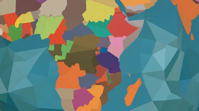 Abstract Colorful Low Poly World Map Globe Motion Graphic Animation Background