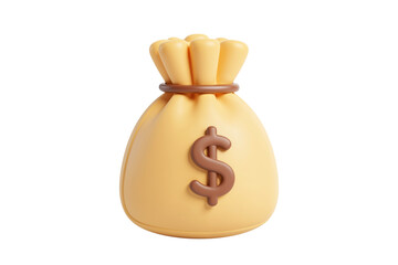 Soft Clay 3D Money Bag Icon with Dollar Sign