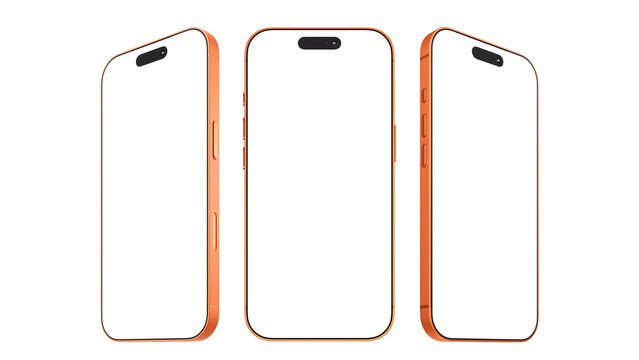 Orange Phone set on an isolated background with a transparent screen for web, App UI, and presentation.
