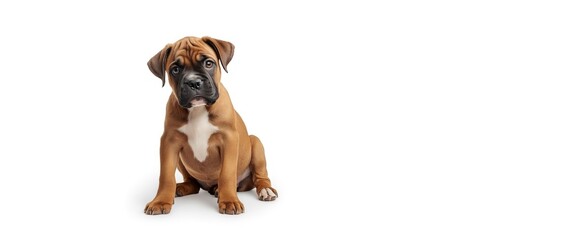 Obraz premium 5-month-old German Boxer puppy on a white backdrop