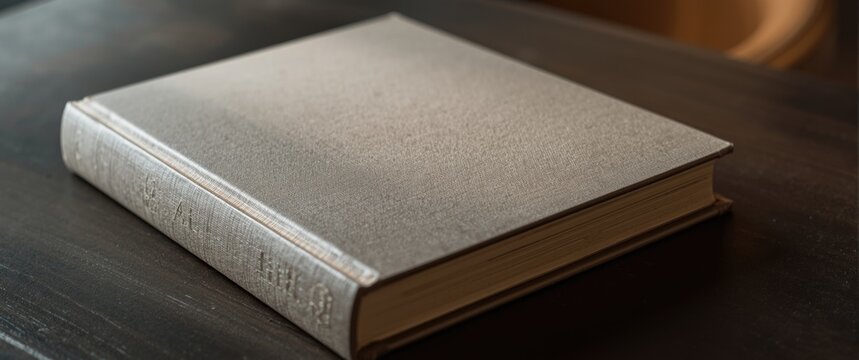 Front perspective of a hardcover book mock-up featuring a dust jacket