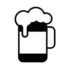 Beer Mug with Foam Silhouette Flat Vector Illustration