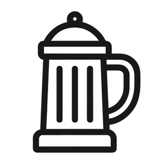 Beer Stein Outline Icon Oktoberfest Flat Vector