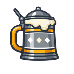 Decorative Beer Stein Oktoberfest Flat Vector