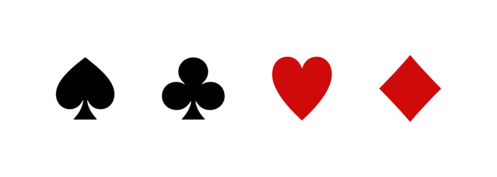 4 suits of playing cards: Hearts and Spades, Diamonds and Clubs icon