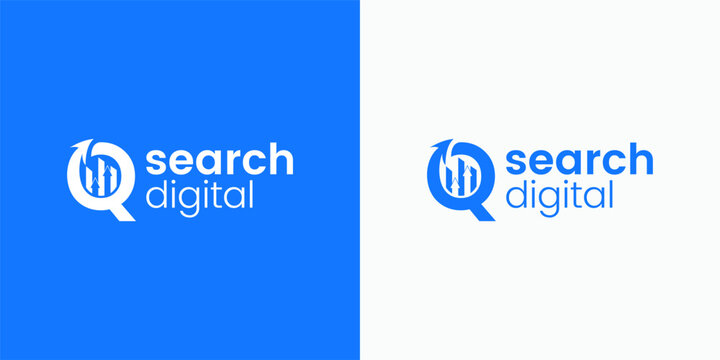 Digital Marketing and SEO Analytics Logo with Magnifying Glass and Bar Chart