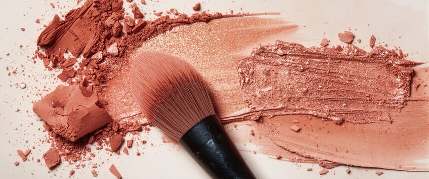 Isolated orange blush and eyeshadow brush stroke against a background