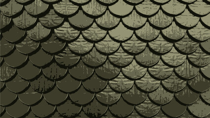 Dark Olive Green Scallop Scale Pattern Background