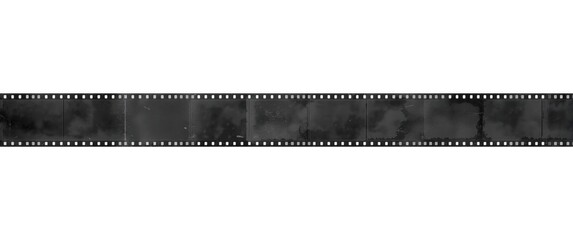 Empty black and white 135 film strip template with frames, developed negatives and positives on white background with work path