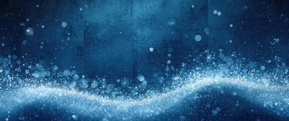 Fototapeta premium Christmas card with abstract art featuring a white snow backdrop and a blue textured pattern, creating a captivating winter light that looks like snowy space