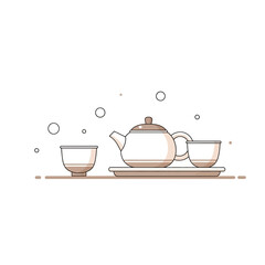 Minimalist Tea Ceremony Illustration Depicting Tranquility, Serenity, and Modern Aesthetics