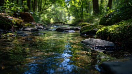 Calm lakeside scene with gentle ripples and blue-green light
