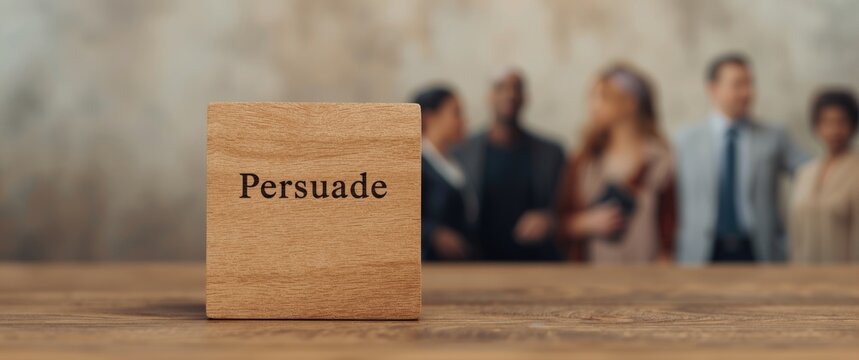 Wooden Cube Featuring Persuade Word