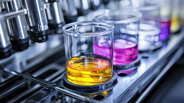 Cuvettes With Colored Solutions Under Spectrophotometer Analysis