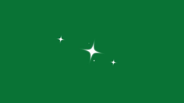 Shiny stars border animation on green screen 4K with glitter sparks, Christmas and new year design element, white glowing twinkling stars and fairy dust glitter trail overlay