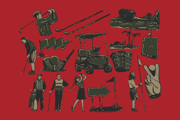 GOLF VECTOR SET ILLUSTRATION