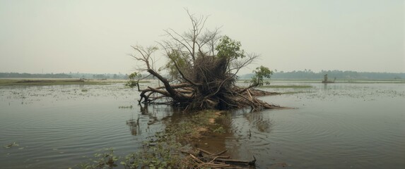 Polluted River Wind-Breakage Phenomenon